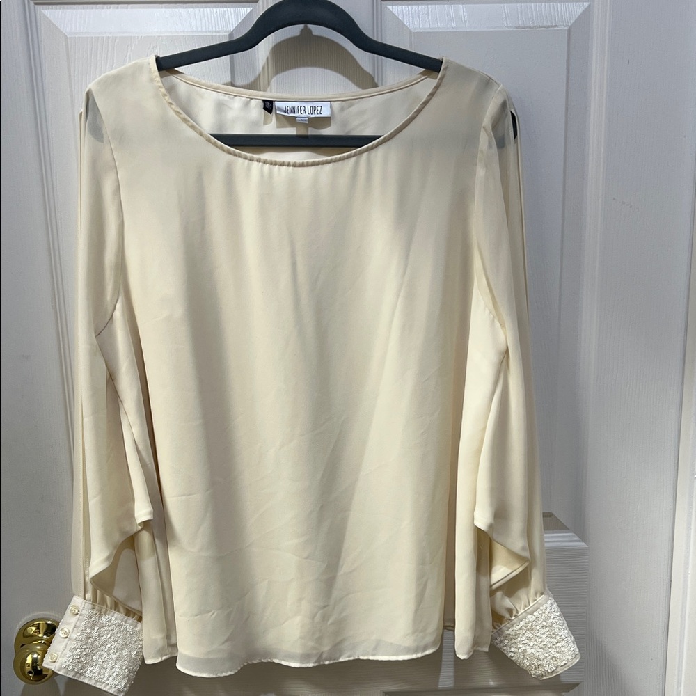 JL Cream Blouse with Sequin Cuffs